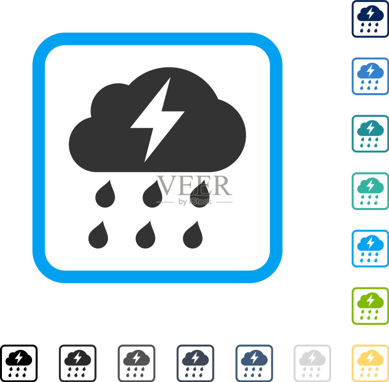 雷雨天气框架图标图标素材