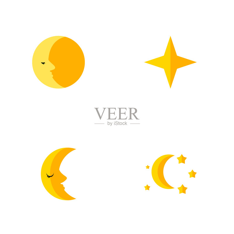 月亮星新月夜晚图标合集图标素材