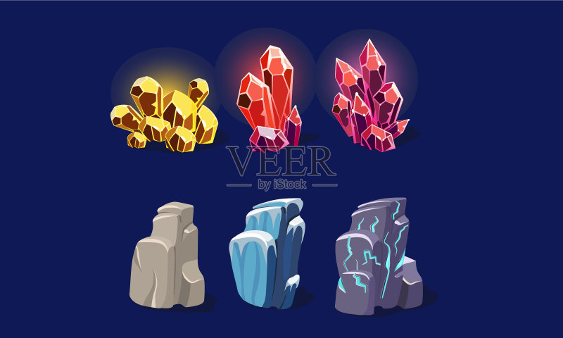 用户界面梦幻宝石水晶套装图标素材