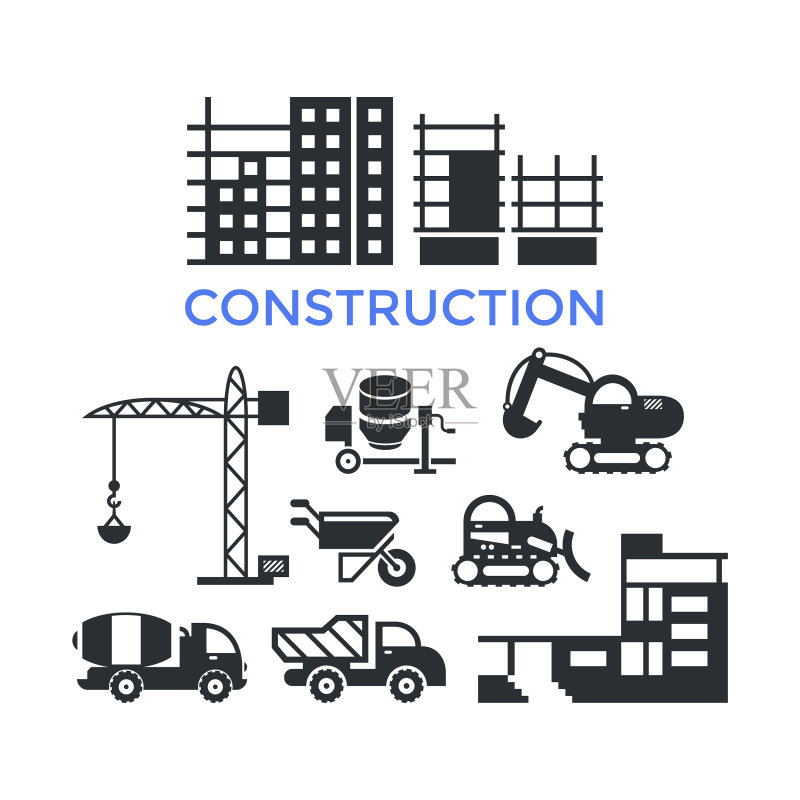 黑色数码建筑图标素材