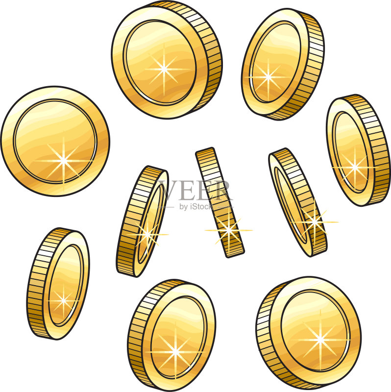 手绘闪亮金币合集图标素材