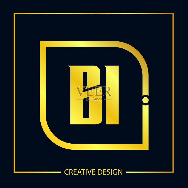 首字母BI logo模板设计图标素材