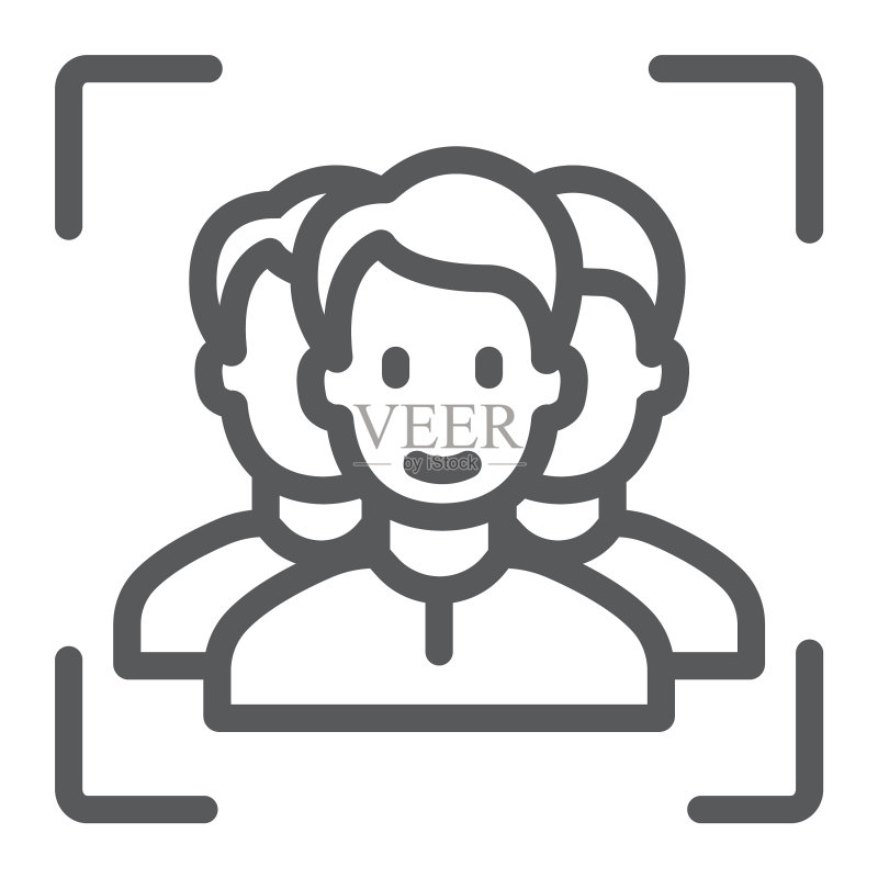 多人脸识别线性图标图标素材