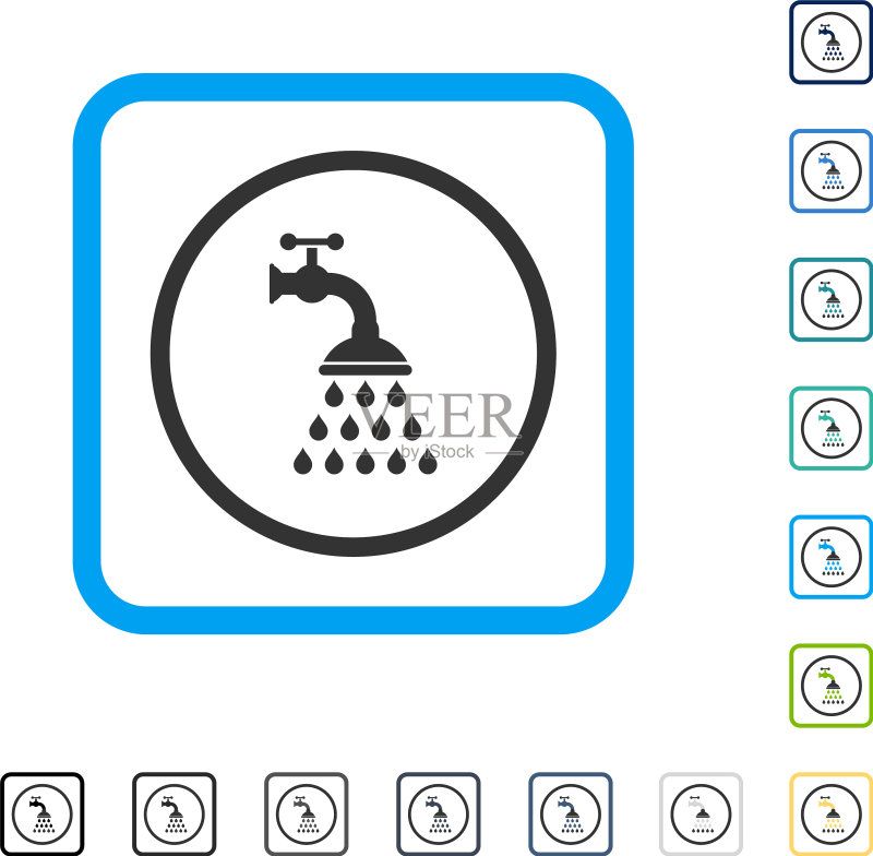 带框的淋浴水龙头图标图标素材