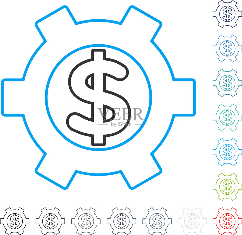 金融设置轮廓图标图标素材