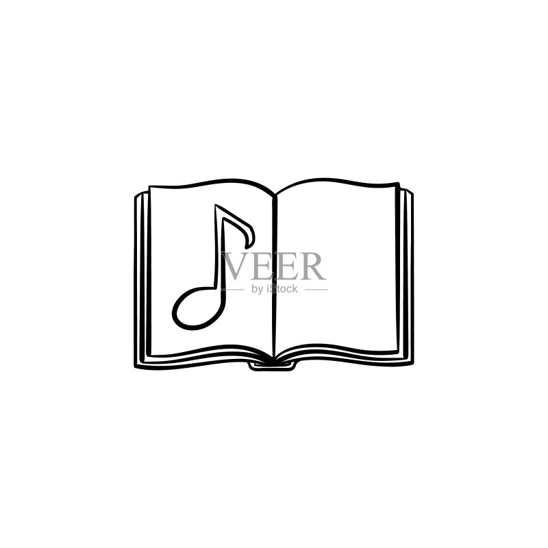 带手绘草图音符的音乐书图标图标素材