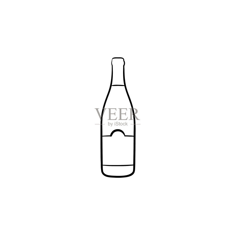 手绘葡萄酒瓶草图图标图标素材