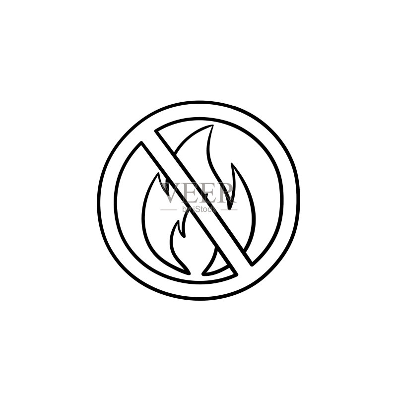 禁止篝火手绘草图图标图标素材