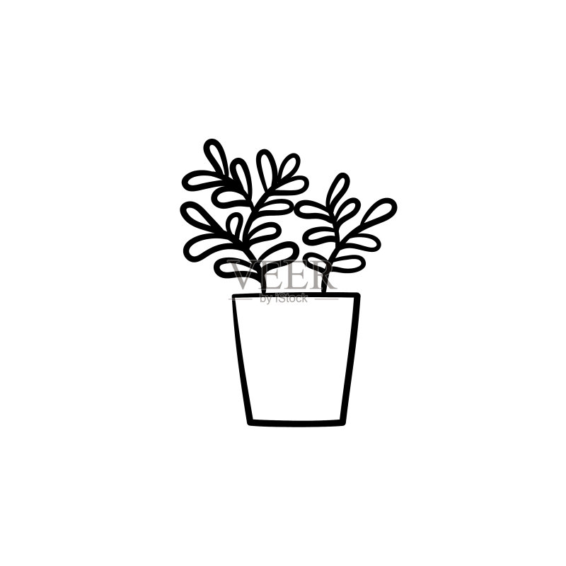 盆栽榕树手绘草图图标图标素材