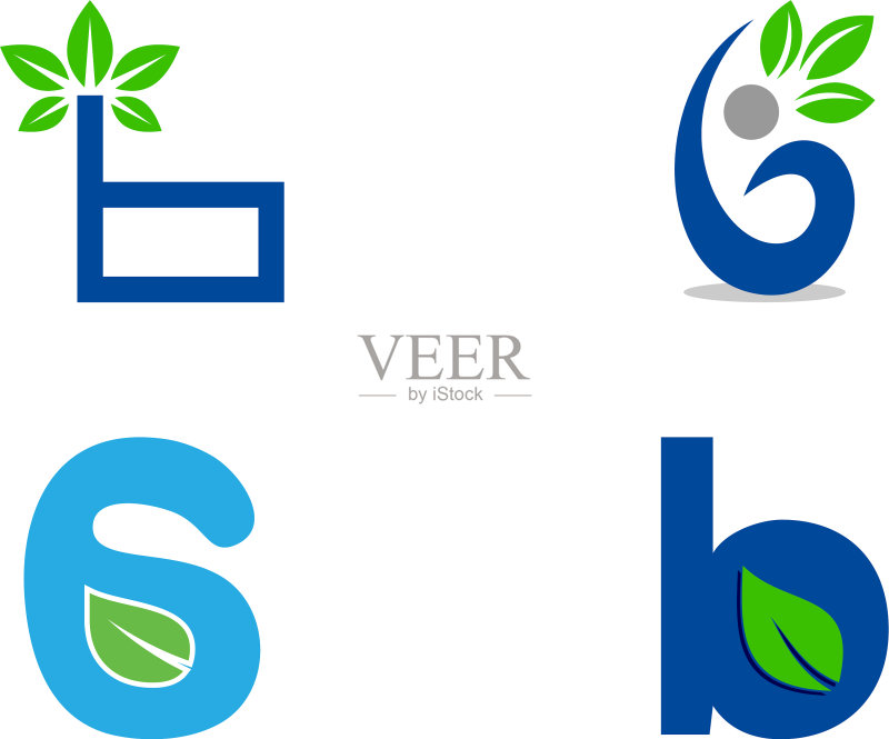 叶子B字母logo合集图标素材