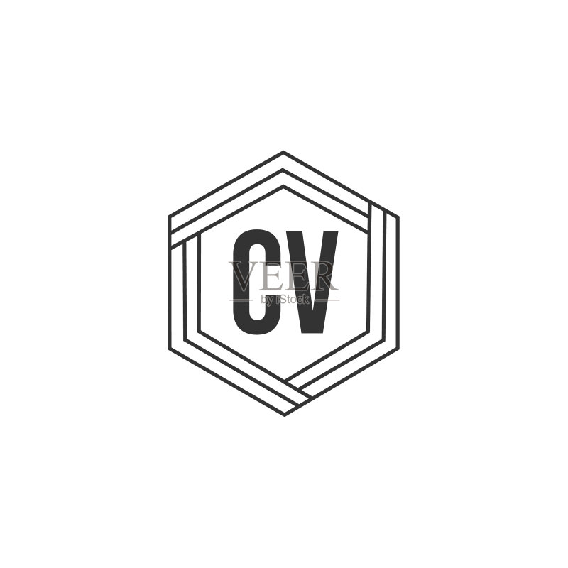 首字母CV标志模板设计图标素材