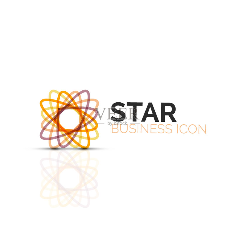 抽象的花朵或星星极简的线性图标图标素材