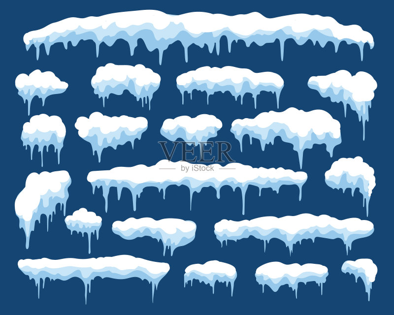 冬季雪景冰柱套装图标素材