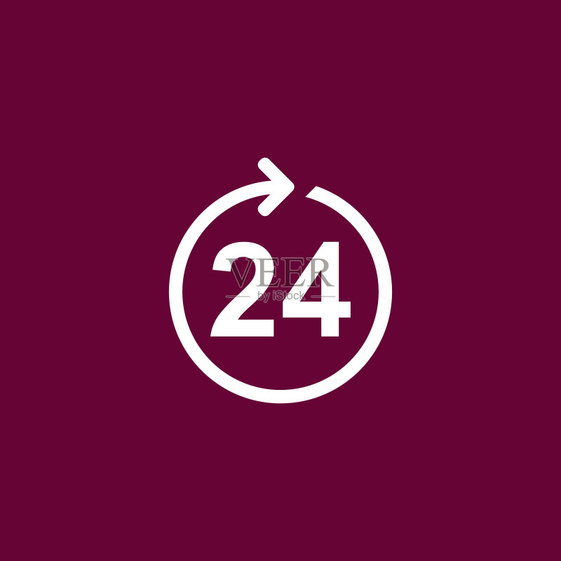 24小时在线购物简约图标图标素材