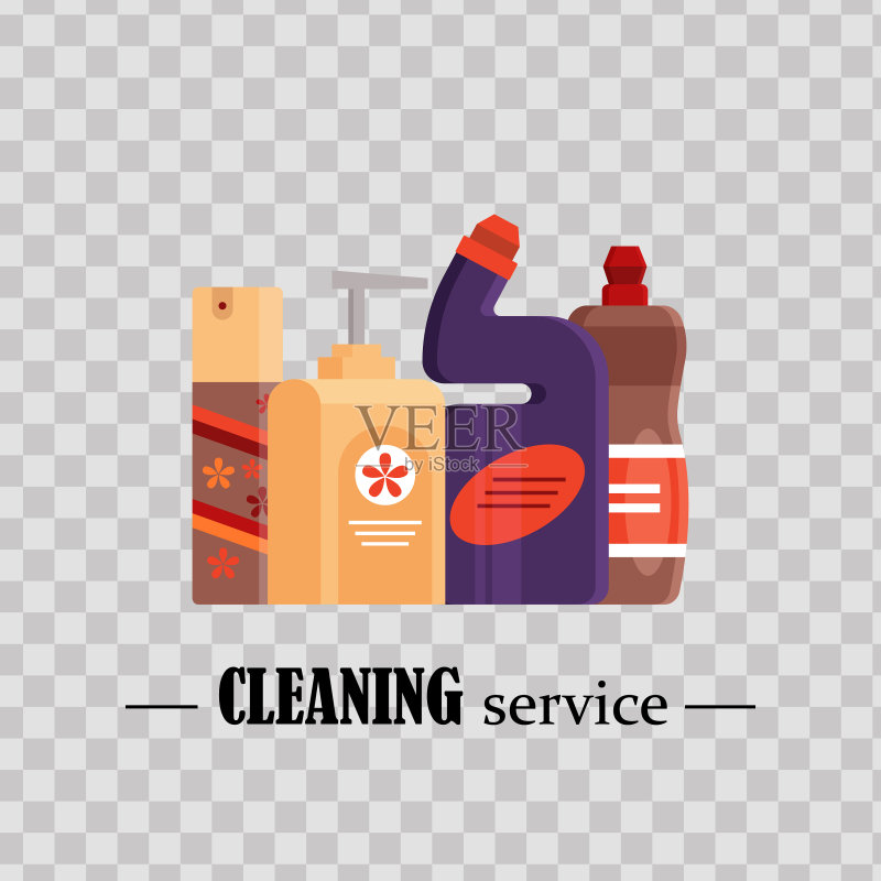清洁服务:房屋清洁工具图标素材