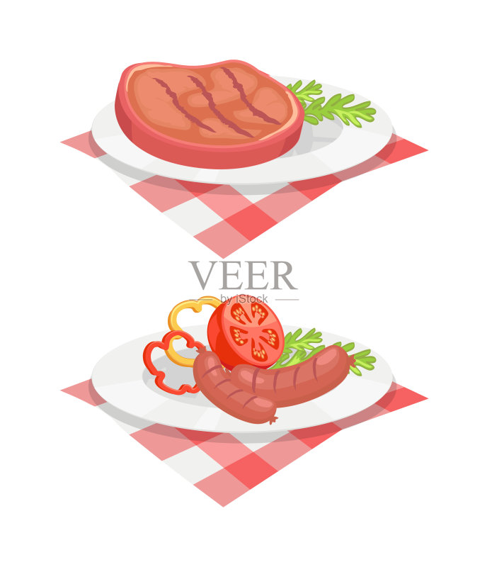 烧烤套餐:盘中的烤肉图标图标素材
