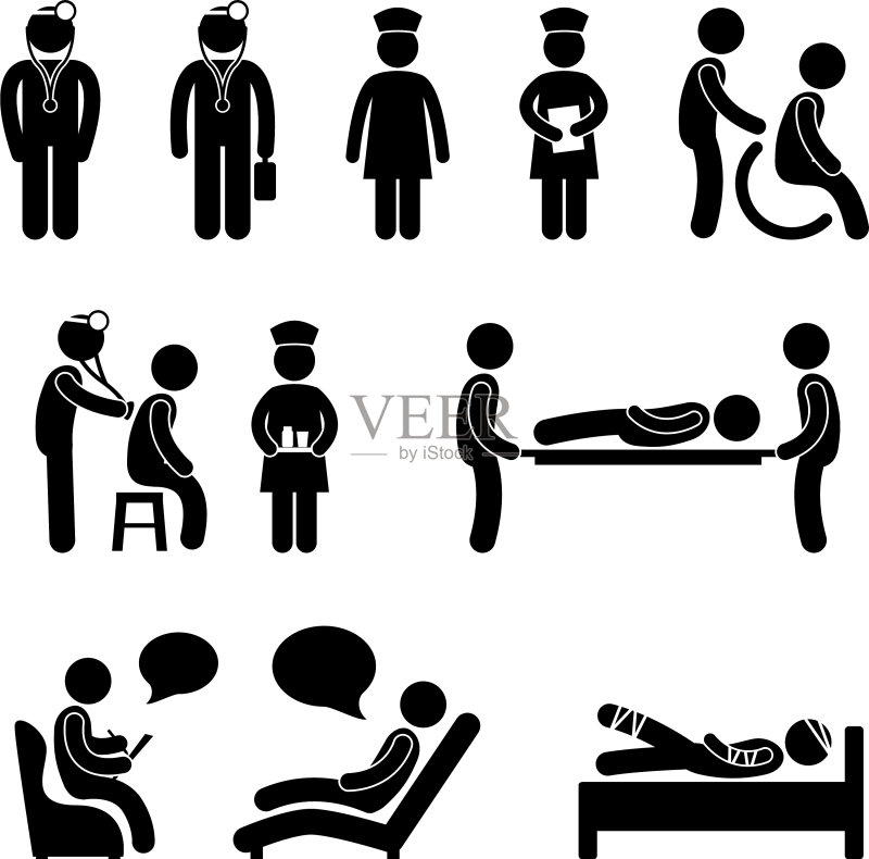 医生、护士、医院医疗精神科医生图标素材