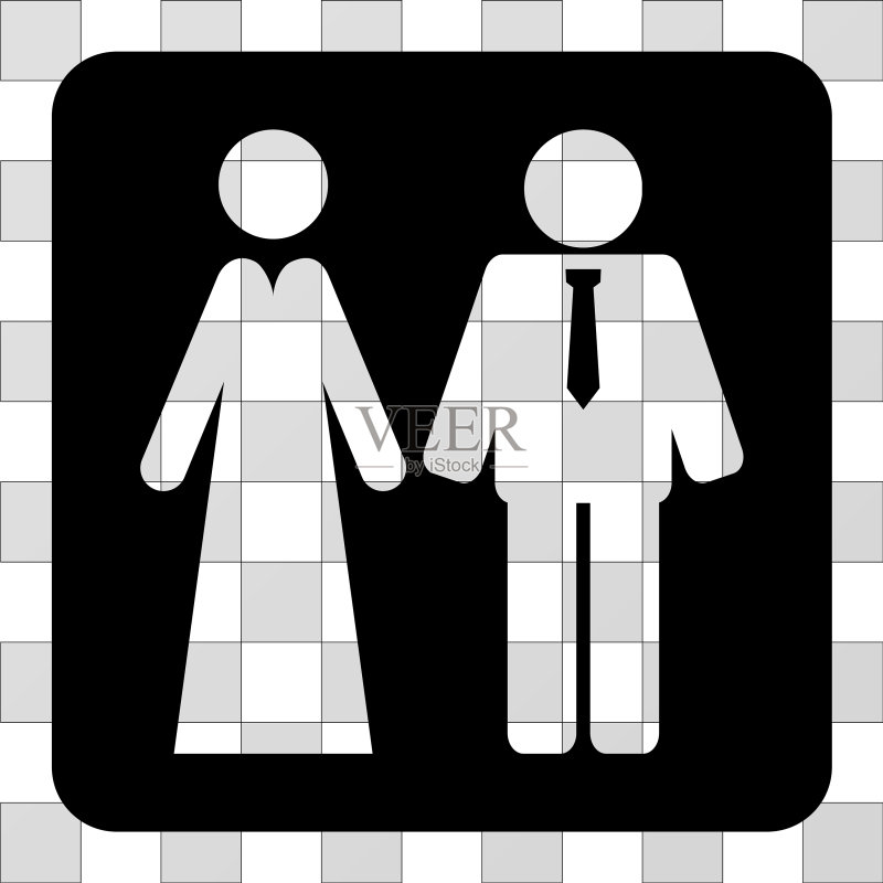 新婚夫妇圆角方形图标素材