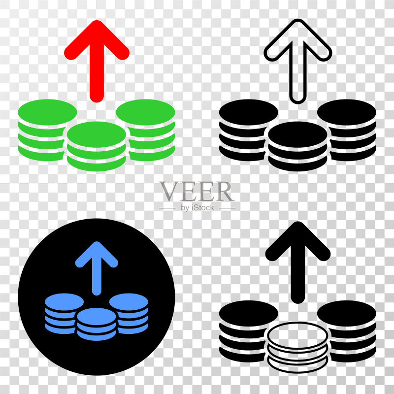 带轮廓版本的硬币EPS图标图标素材