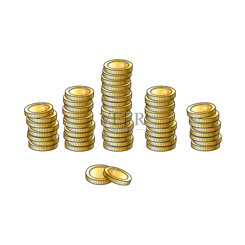 高矮金币堆叠套装图标素材