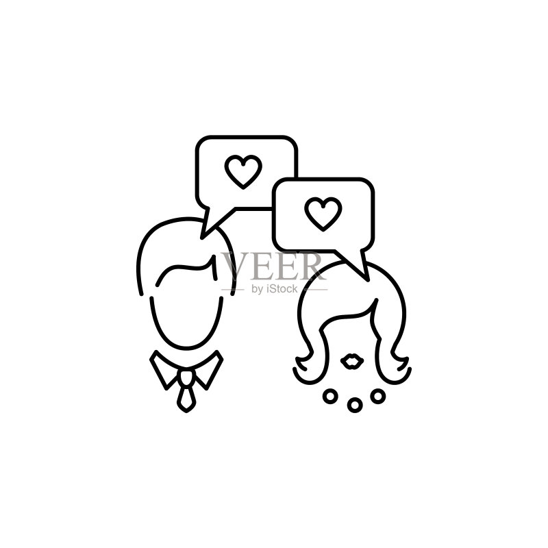 约会信使图标对话聊天:男人和图标素材