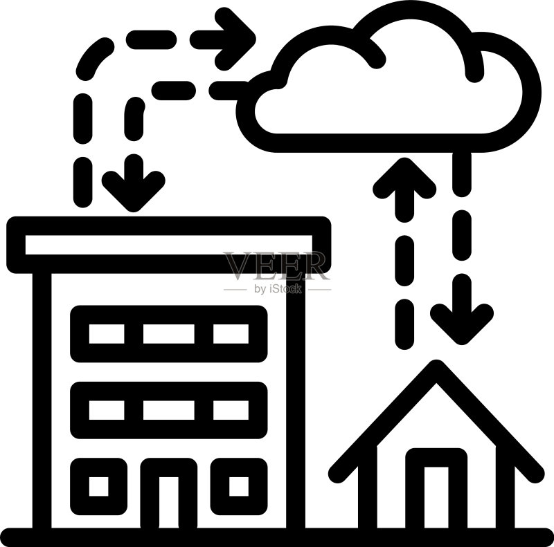 城市降雨图标轮廓样式图标素材