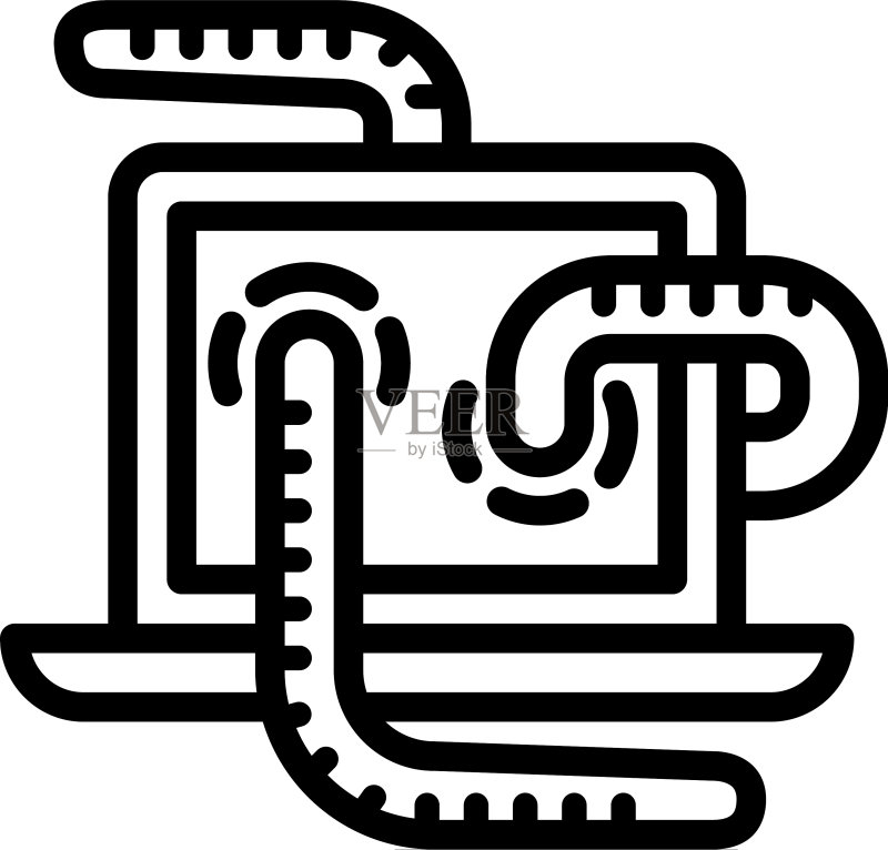 电脑蠕虫图标轮廓样式图标素材