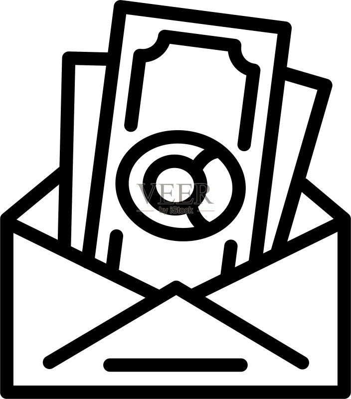 贿赂金钱信封轮廓图标图标素材