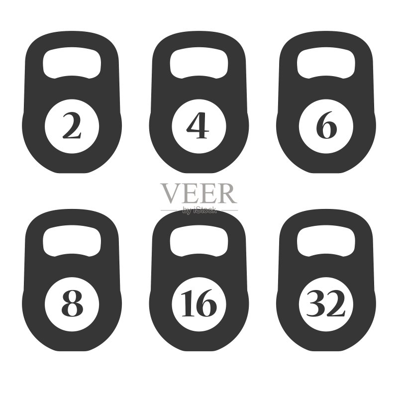 带数字的重量图标集图标素材