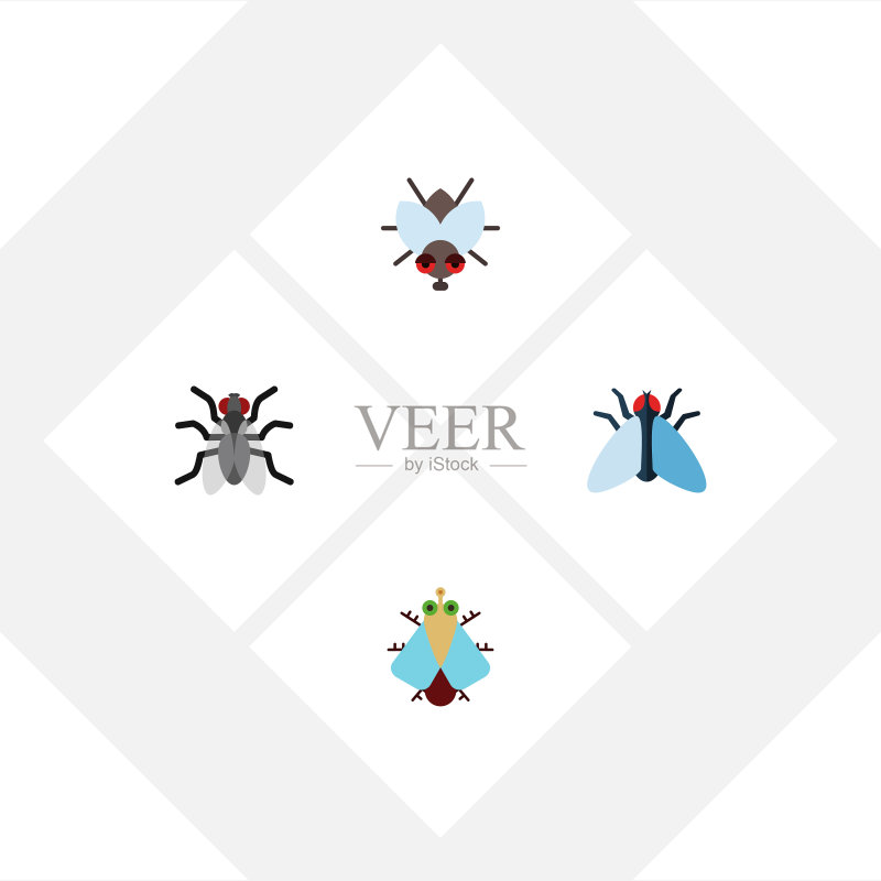 扁平图标:小蚊蝇集合图标素材