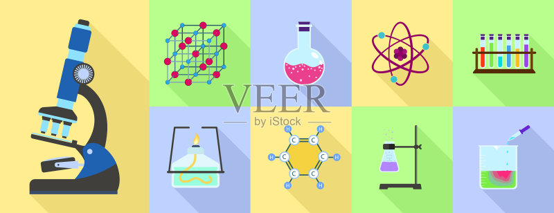 化学科学图标扁平风格合集图标素材