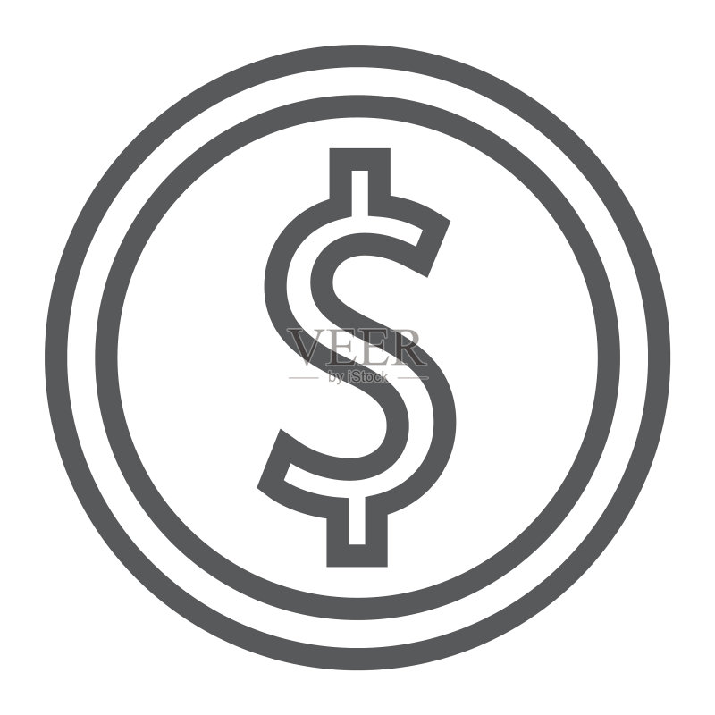 美元硬币金融银行线性图标图标素材