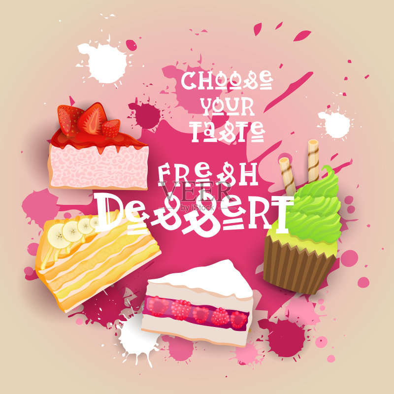 彩色蛋糕甜点banner图标素材