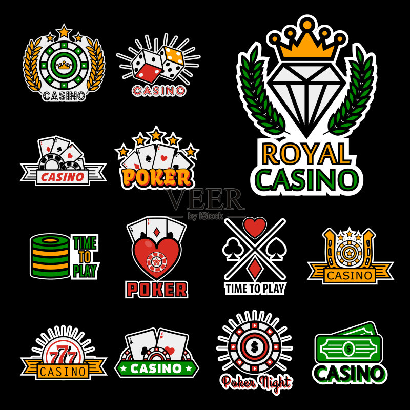 娱乐场扑克logo模板套装图标素材