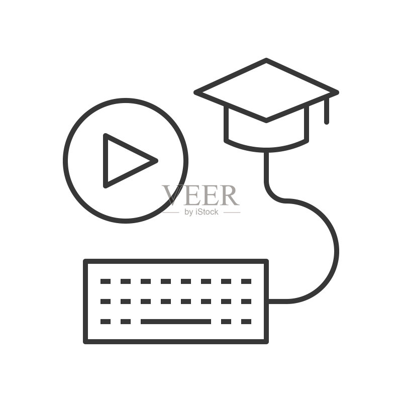 播放器按钮键盘和学士帽E图标素材