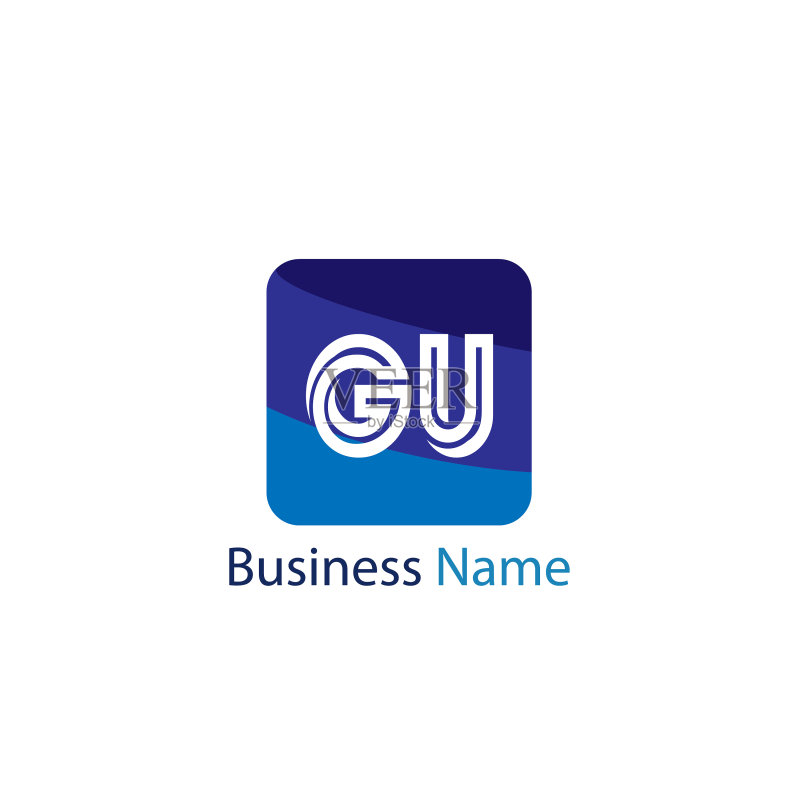 首字母GU标志模板设计图标素材