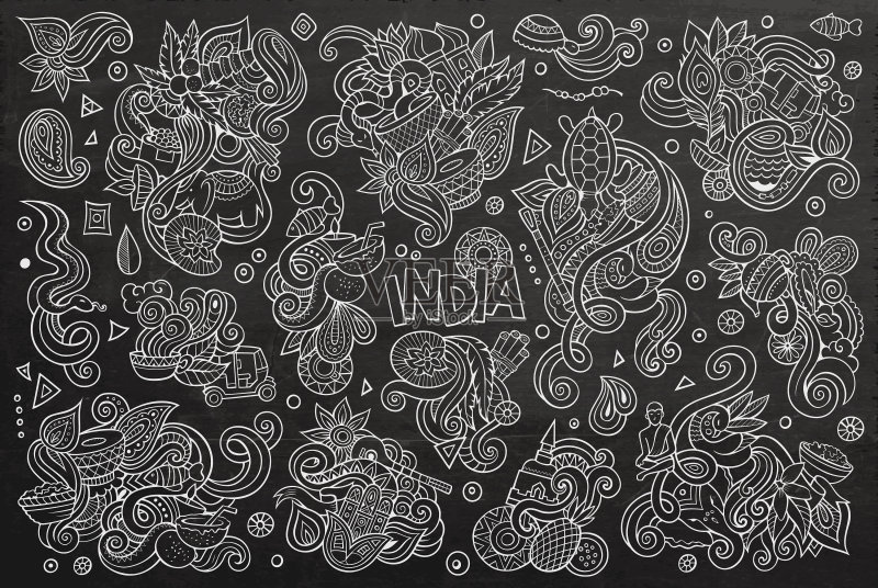 涂鸦卡通印度设计图案图标素材