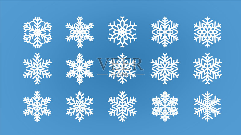 不同的雪花冬季组合图标素材