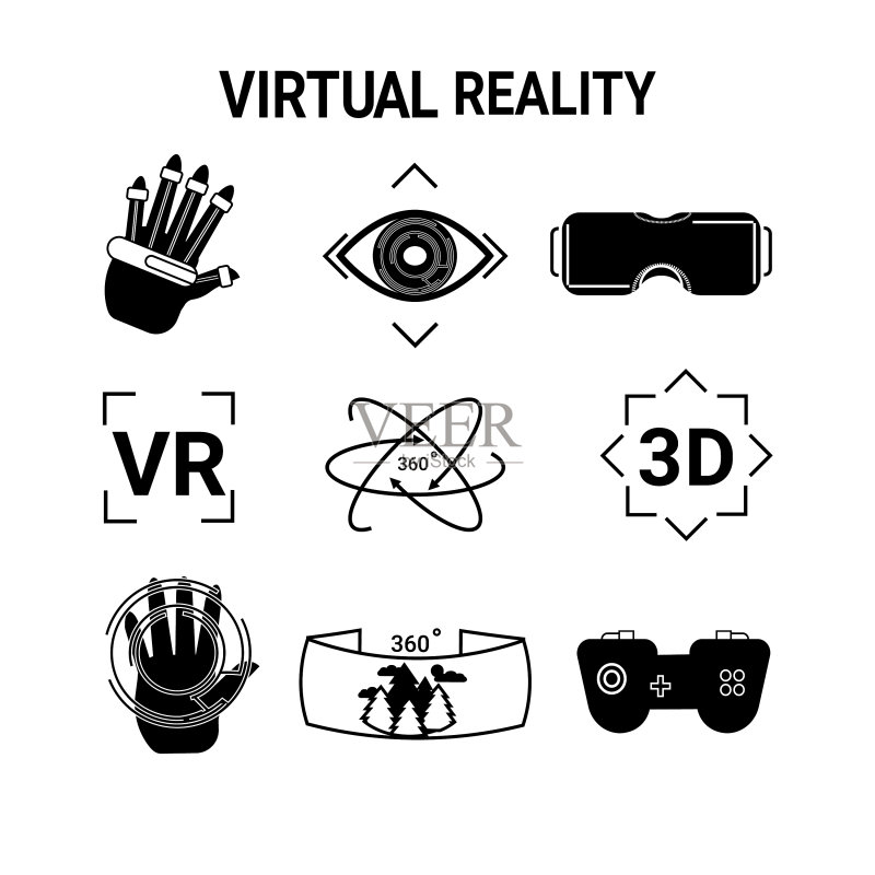 虚拟现实图标合集:VR眼镜或护目镜图标素材