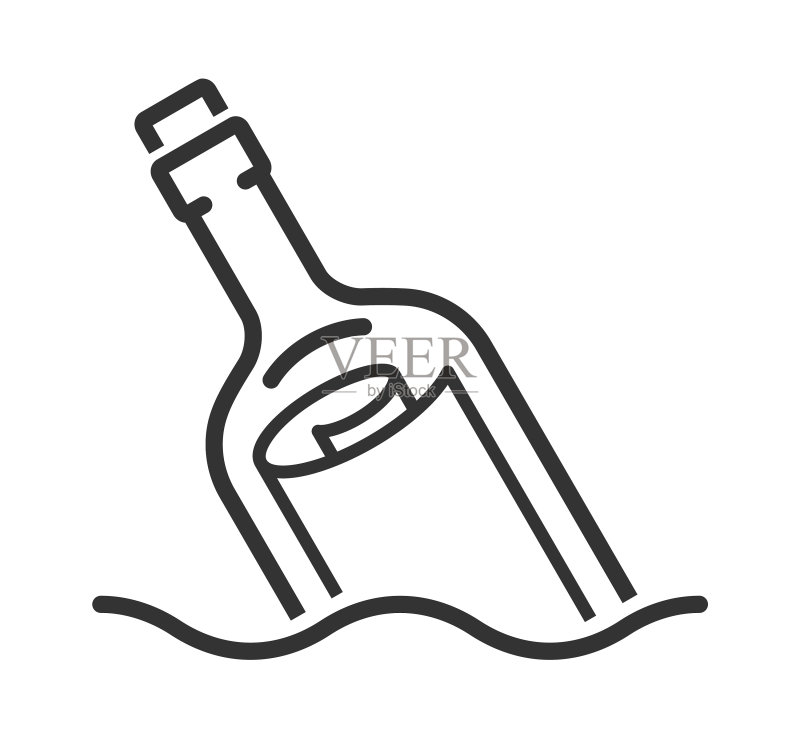 漂流瓶线性风格图标图标素材