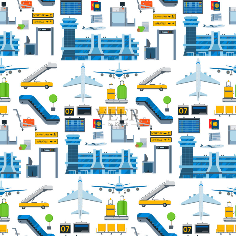 航空无缝背景图案图标素材