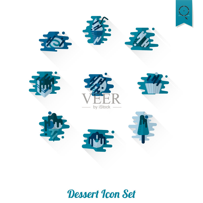 甜点图标设置在现代平面设计风格图标素材