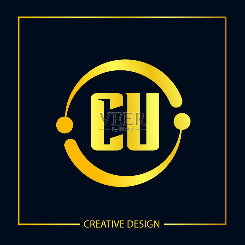 首字母CU logo模板设计图标素材