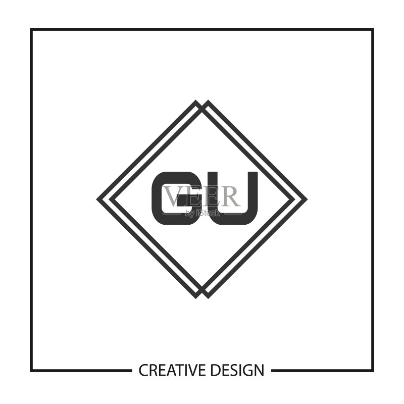 首字母GU标志模板设计图标素材