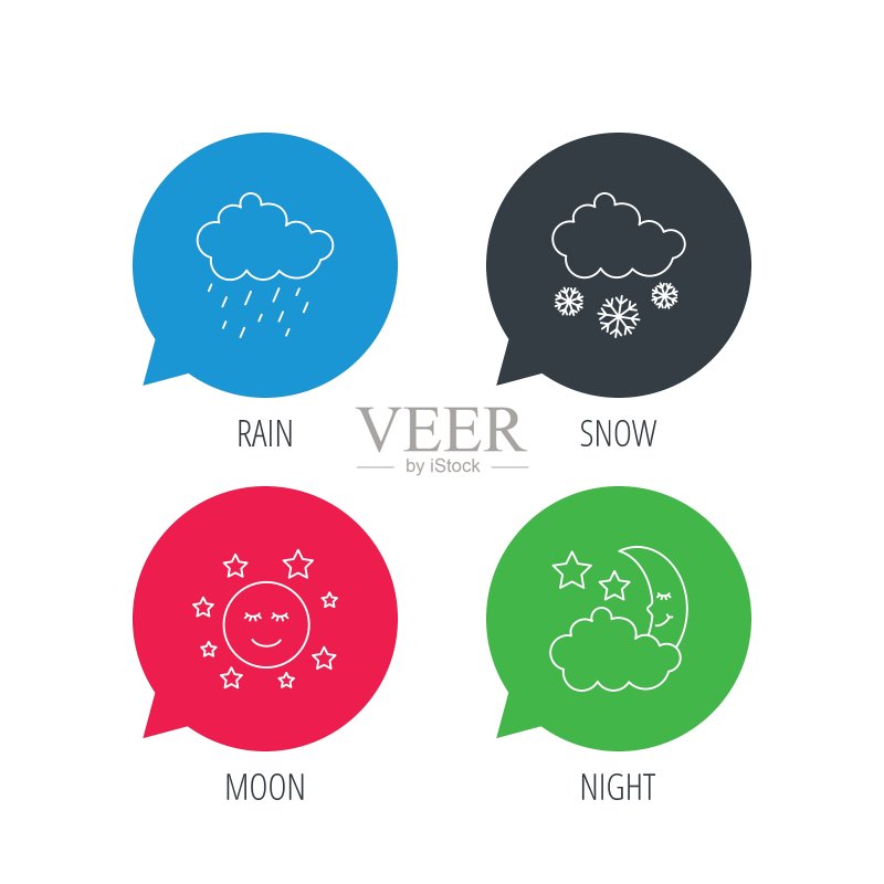 天气夜晚和雨天图标,月亮之夜图标素材