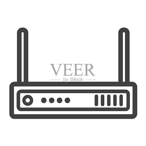 路由器线条图标:互联网与无线网络图标素材