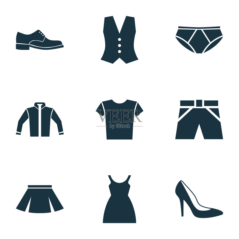 包含鞋跟类鞋具的服装图标合集图标素材