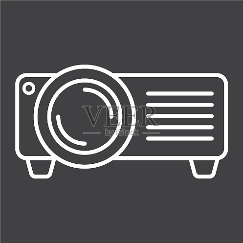投影仪线条图标,演示与会议图标素材