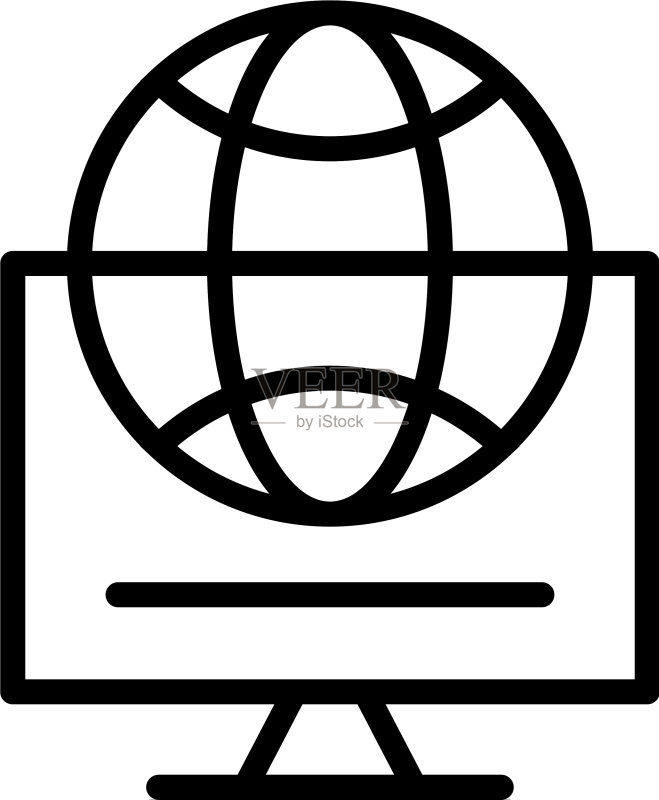 地球互联网网络在线显示器图标图标素材