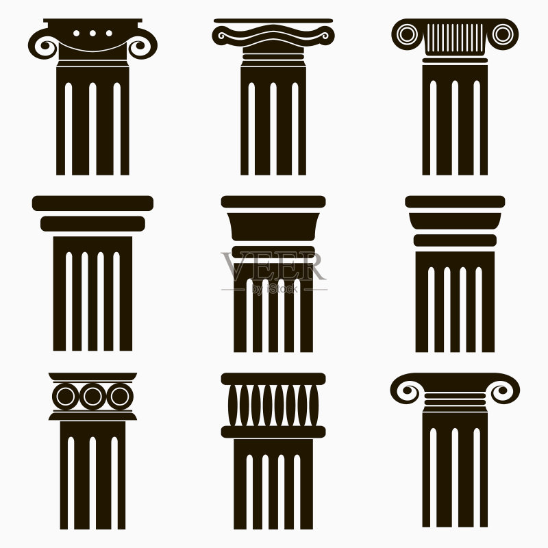 古代建筑柱子图标集图标素材